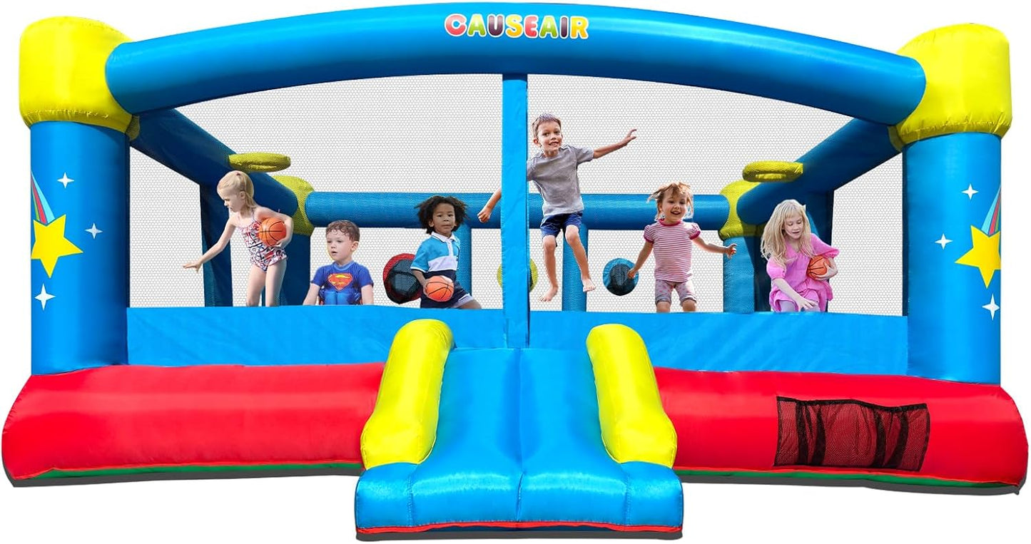 Big Inflatable Bounce House for Kids with Basketball Hoop Fun
