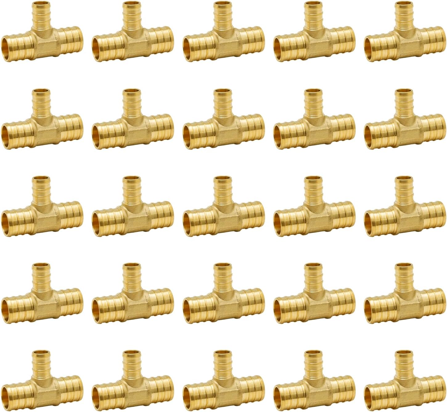 SUNGATOR 25-Pack 3/4 X 3/4 X 1/2 PEX Reducing Tee Brass Fittings