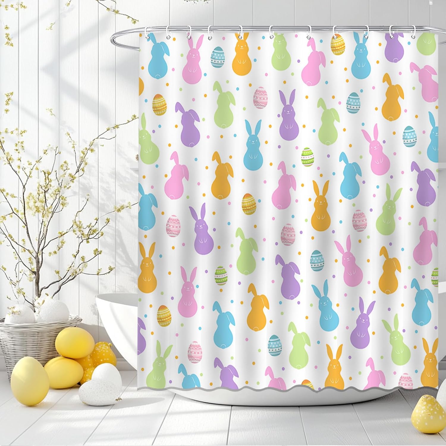 Easter Bunny Shower Curtain: Cute & Waterproof