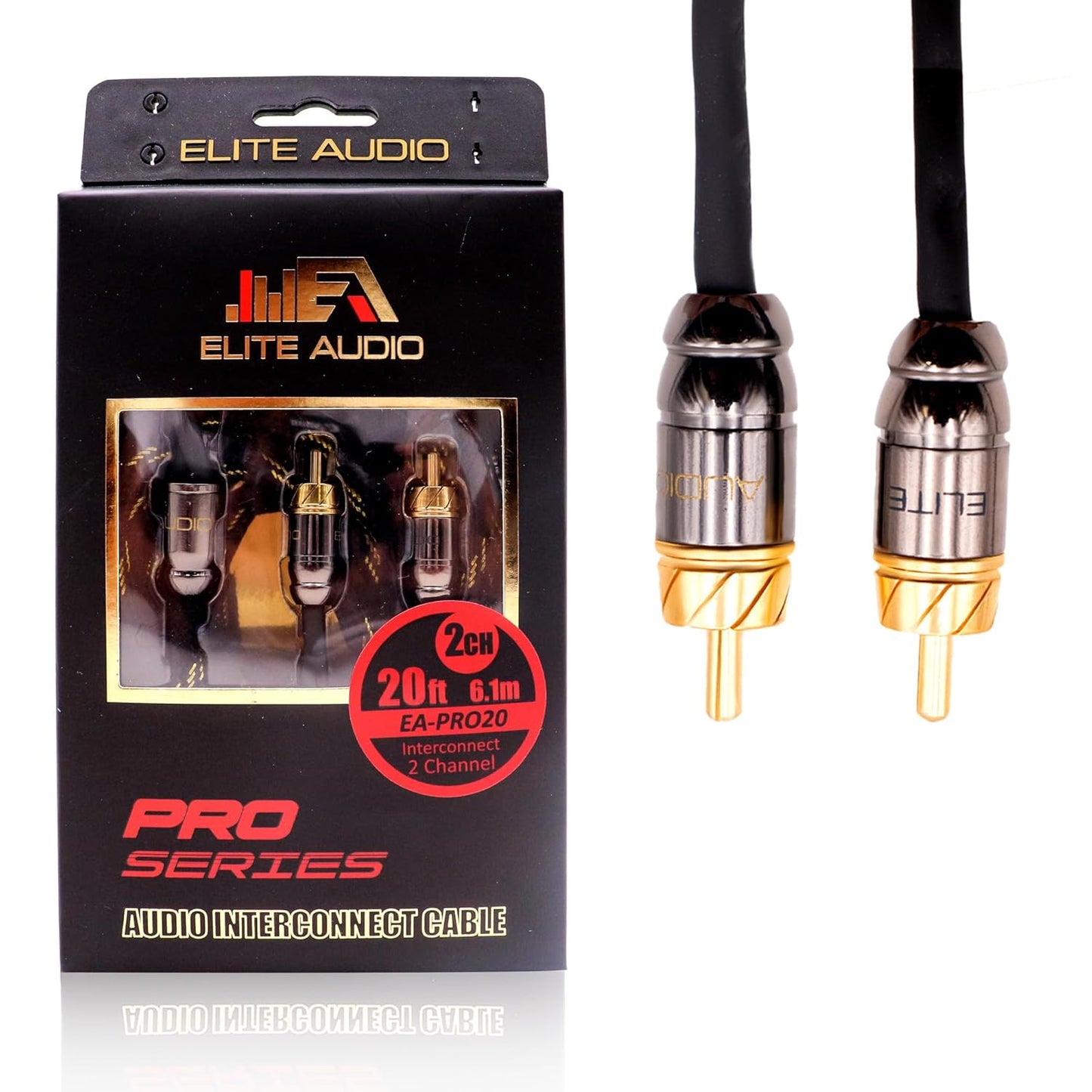 Elite Audio Pro Series 20ft RCA Cable for Car Audio