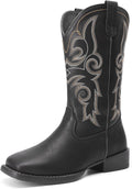 Cowboy Cowgirl Mid Calf Western Boots - Comfortable Embroidered Style