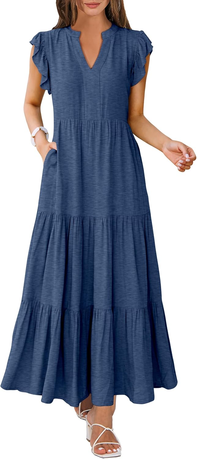 ANRABESS Womens Summer Casual Maxi Dress for Beach Vacation
