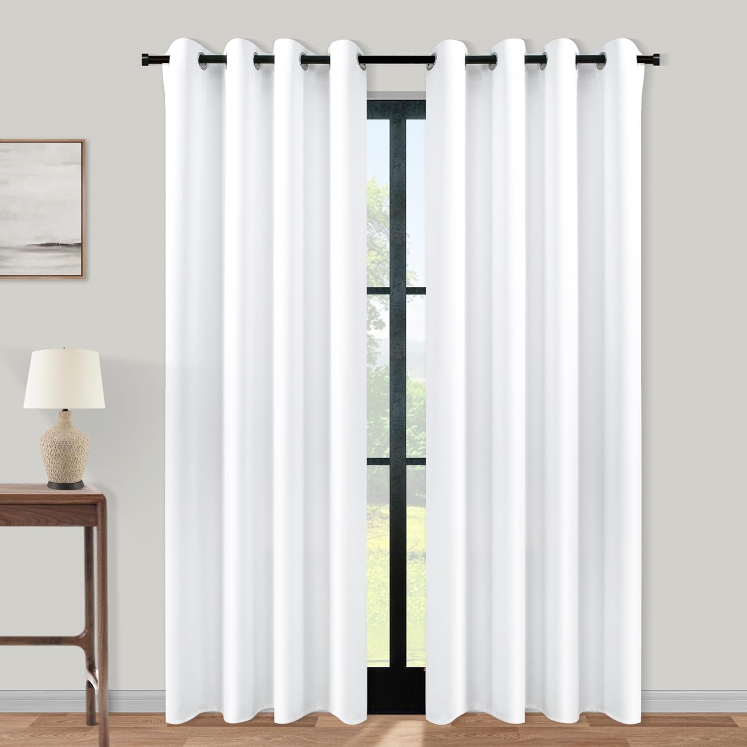 KOUFALL White Curtains 90 Inches Long for Living Room Window