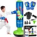 Kids Punching Bag 63 in Inflatable with Pump & Gloves - Dino Ninja Set