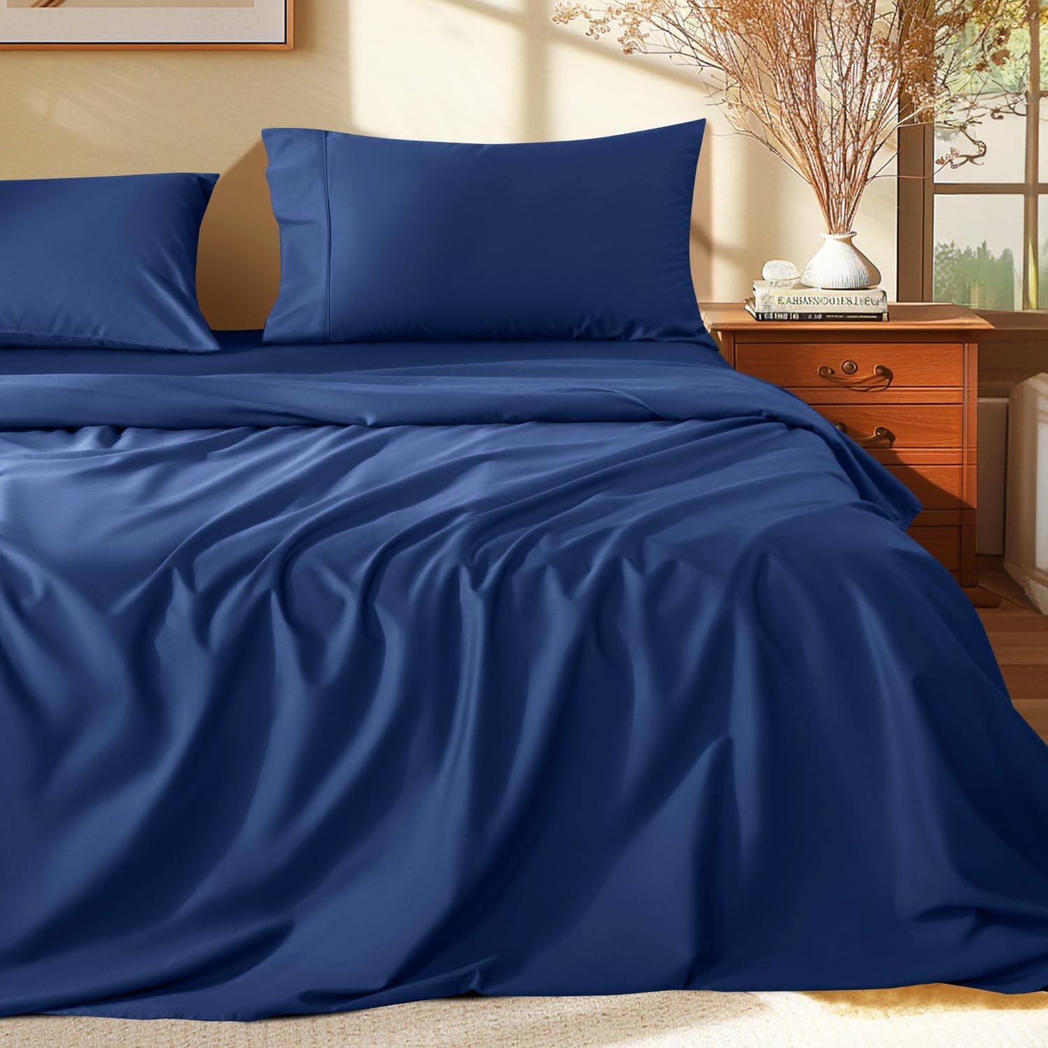Luxury 100% Egyptian Cotton Queen Size Sheets Set for Comfort