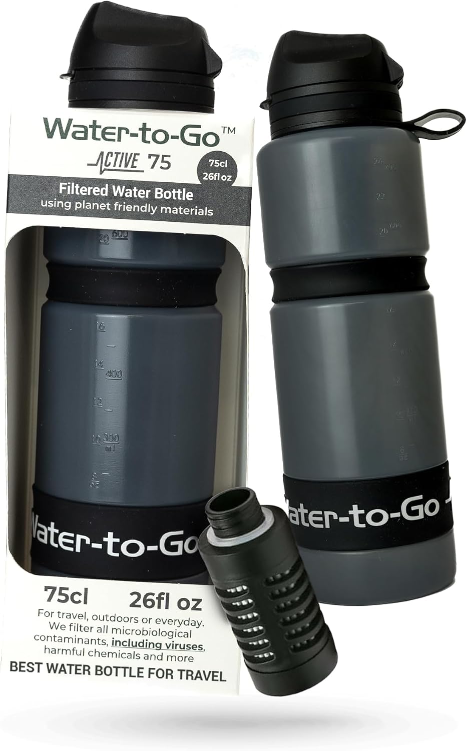 Travel Water Bottle with Triple Nano Filters - WATER TO GO