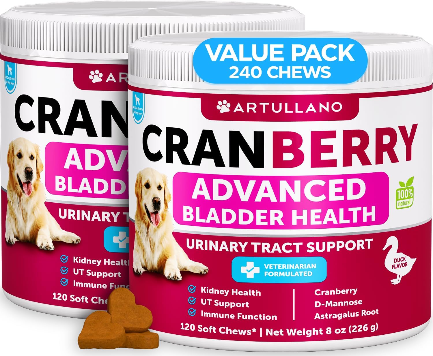 Dog UTI Treatment - Cranberry Chews for Bladder Control