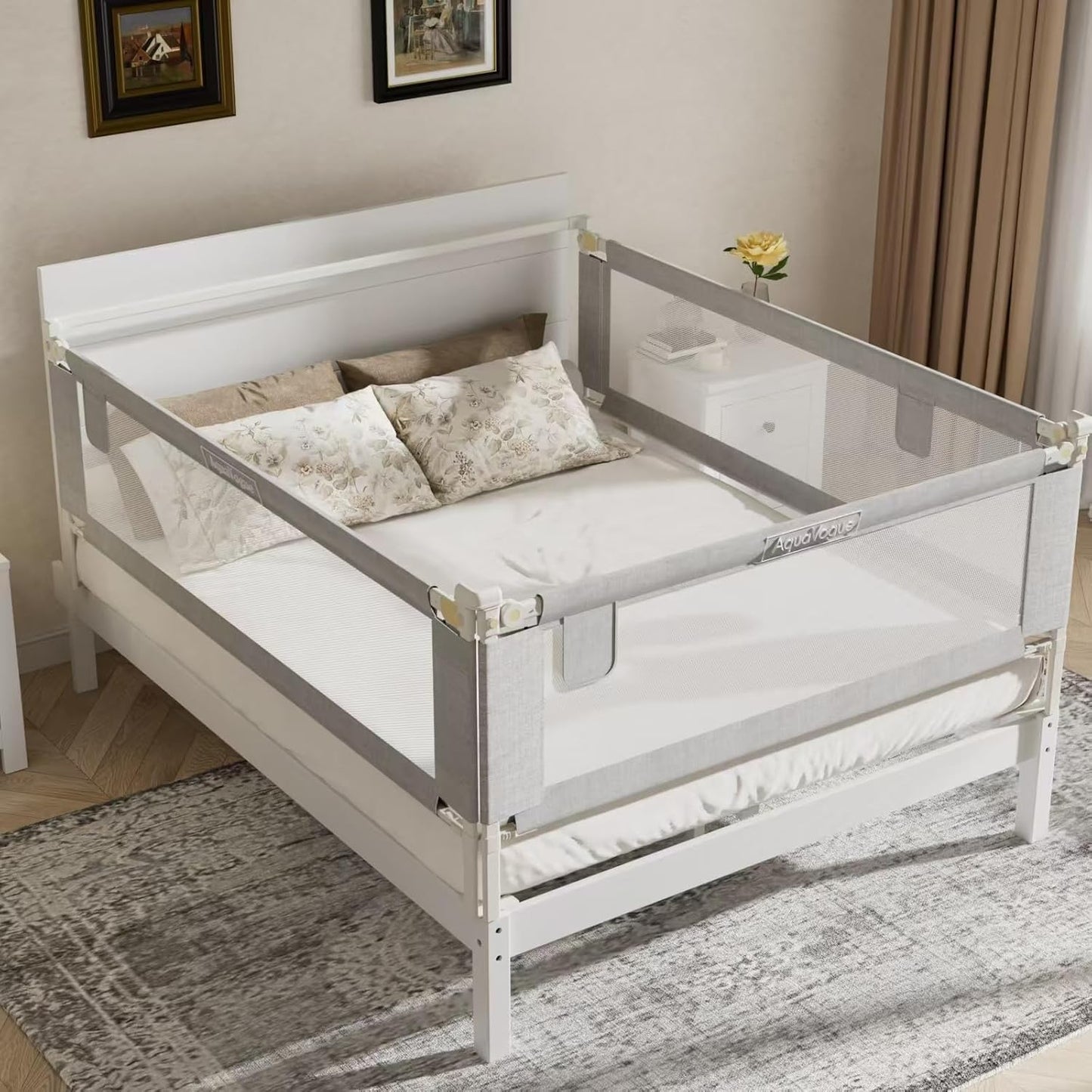 3-Pack Queen Size Bed Rails for Toddlers - Adjustable Safety Guard