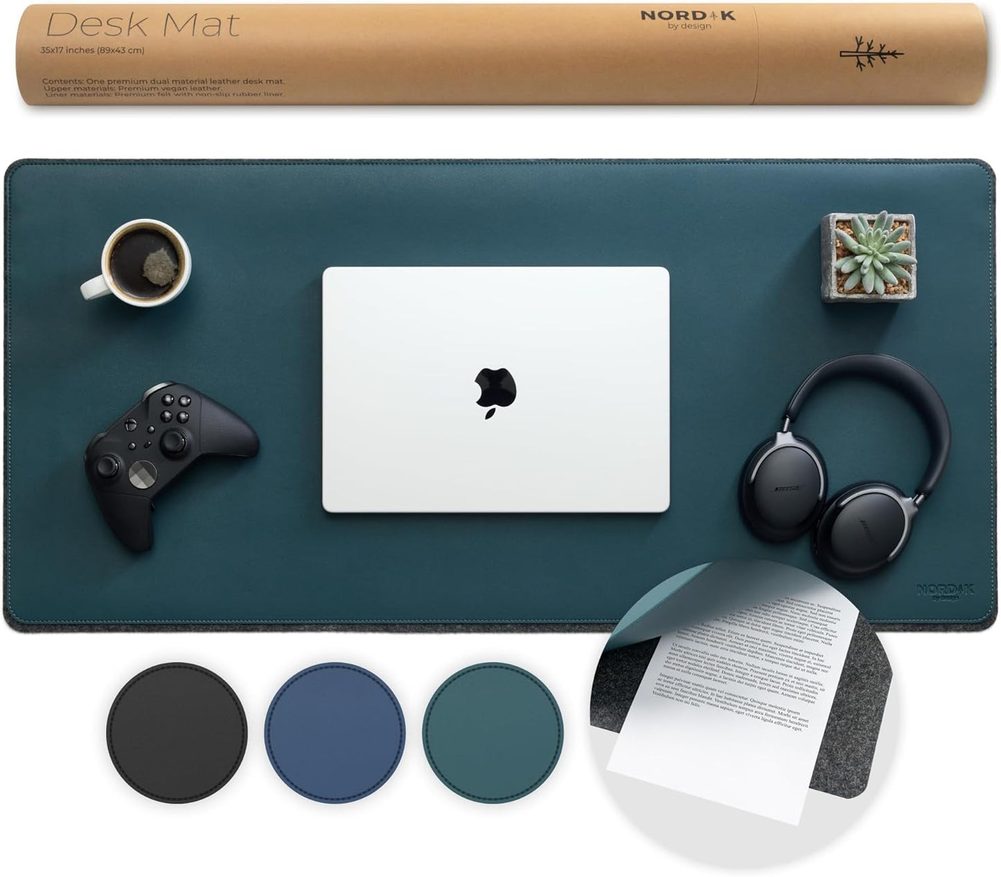 Nordik Felt and Leather Desk Mat Non-Slip for Ultimate Comfort