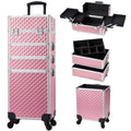 Rolling Makeup Train Case 4-in-1 - Large Portable Cosmetic Organizer