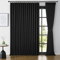 Extra Wide Black Pinch Pleated Curtains 100 x 102 - Thermal Insulated