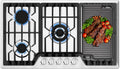 36ft Built-in Gas Cooktop with Griddle - 5 SABAF Burners, 41,800 BTU