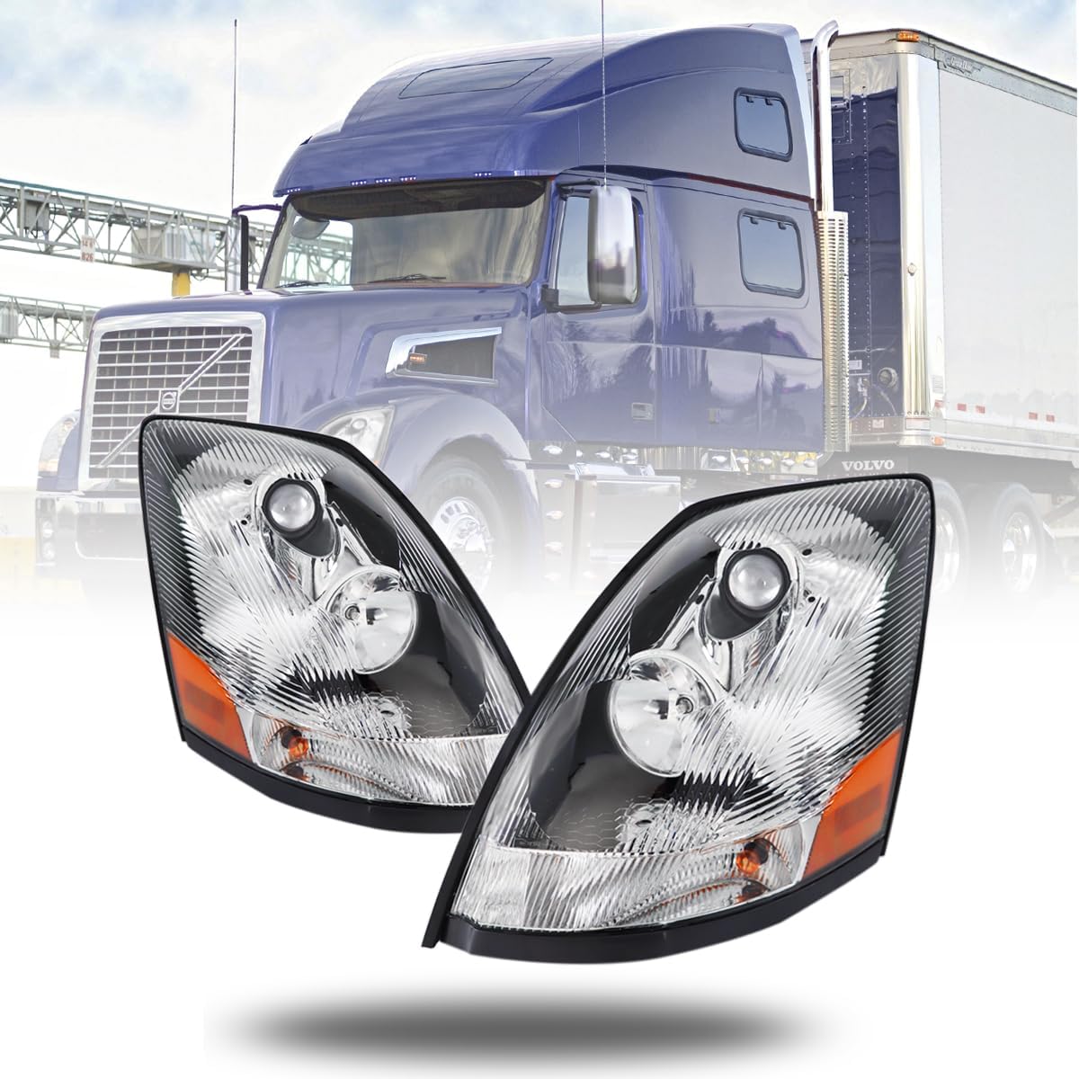 Semi Trucks Headlight Pair for 2004-2017 VOLVO VNL Models