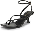 DREAM PAIRS Women's Kitten Low Strappy Lace Up Heels - Comfortable