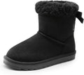 Girls Winter Faux Fur Snow Ankle Boots with Bow - Warm & Cute