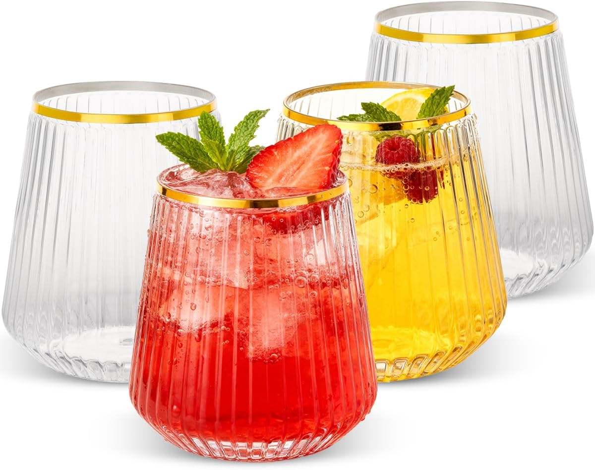 36 Pack 12oz Stemless Plastic Wine Glasses for Any Occasion