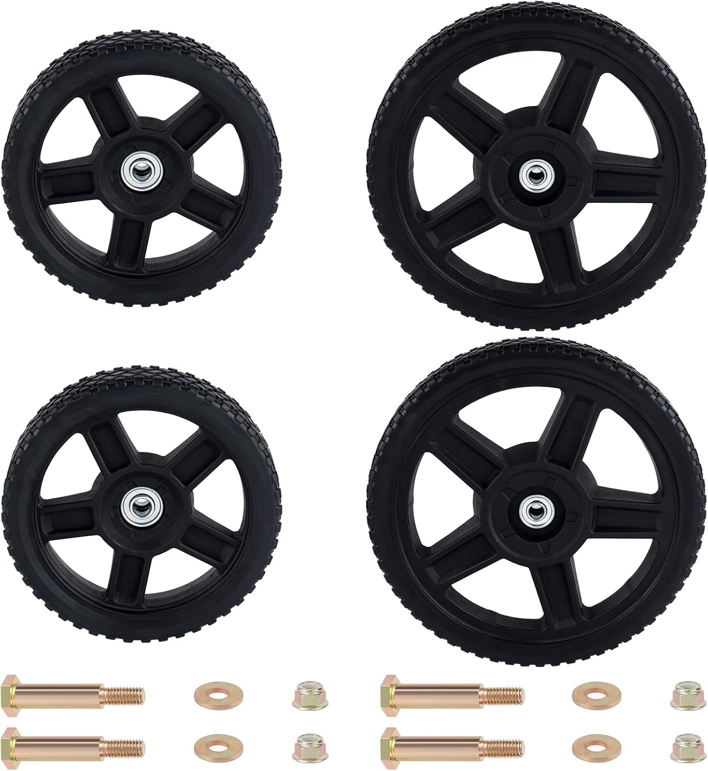 CheeMuii 2 Pack 8in and 12in Lawn Mower Wheels for Durability