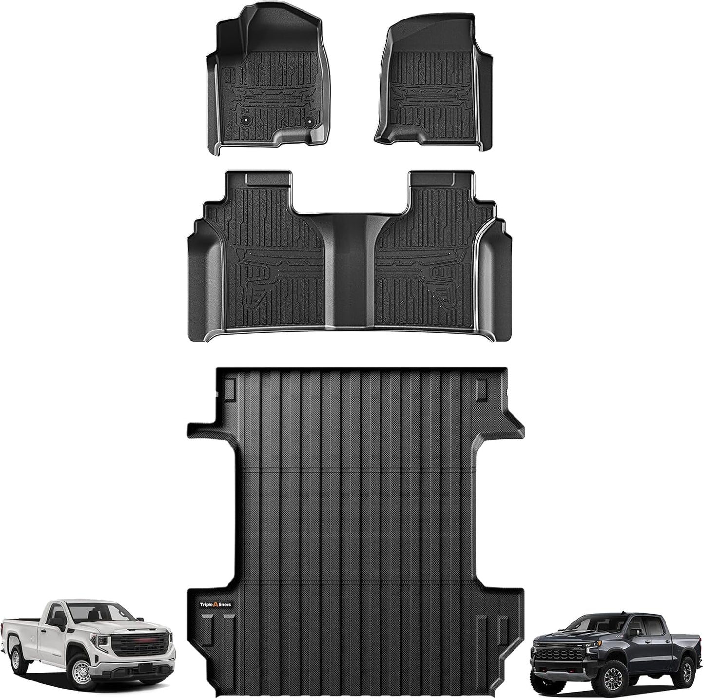 TripleAliners Truck Bed Mat & Floor Mats for 2019-2024 Chevy