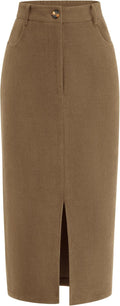 PRETTYGARDEN Corduroy Skirt High Waisted Pencil Midi - Timeless Fall