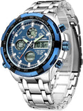 GOLDEN HOUR Luxury Stainless Steel Analog Digital Watch - Robust