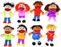 Hand Puppets for Kids - 8 Multicultural 14 in Plush Puppets