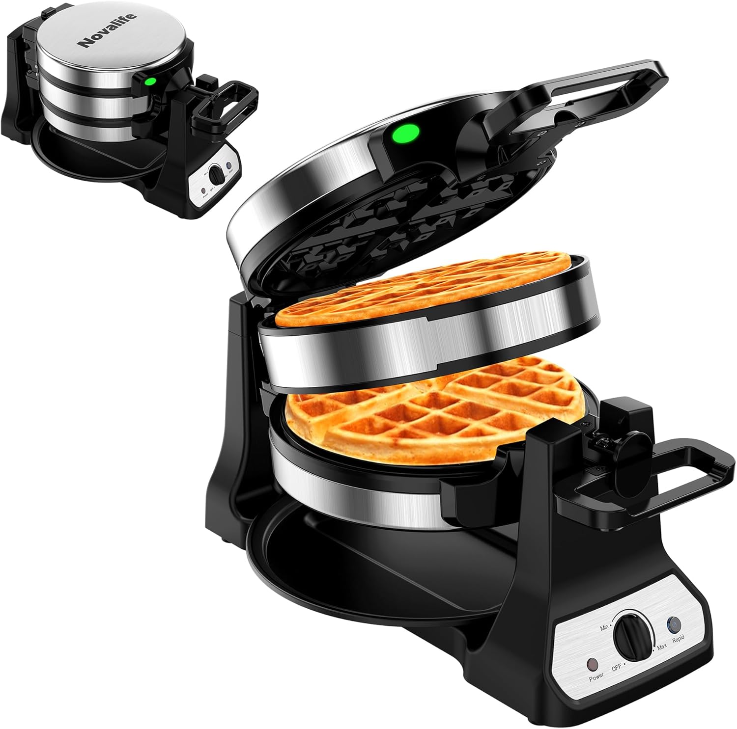 1400W Belgian Waffle Maker with Nonstick Plates and Drip Tray