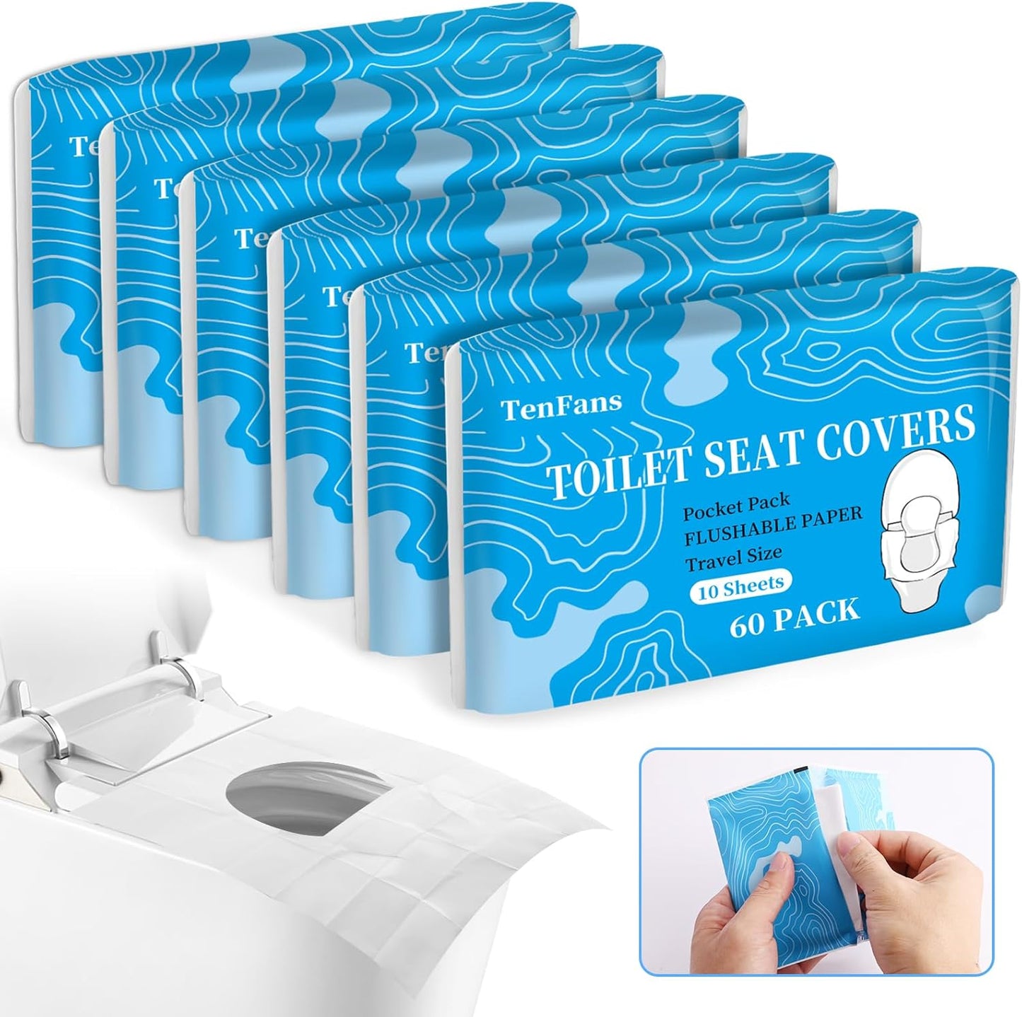 XL Flushable Toilet Seat Covers (60 pack) by TenFans