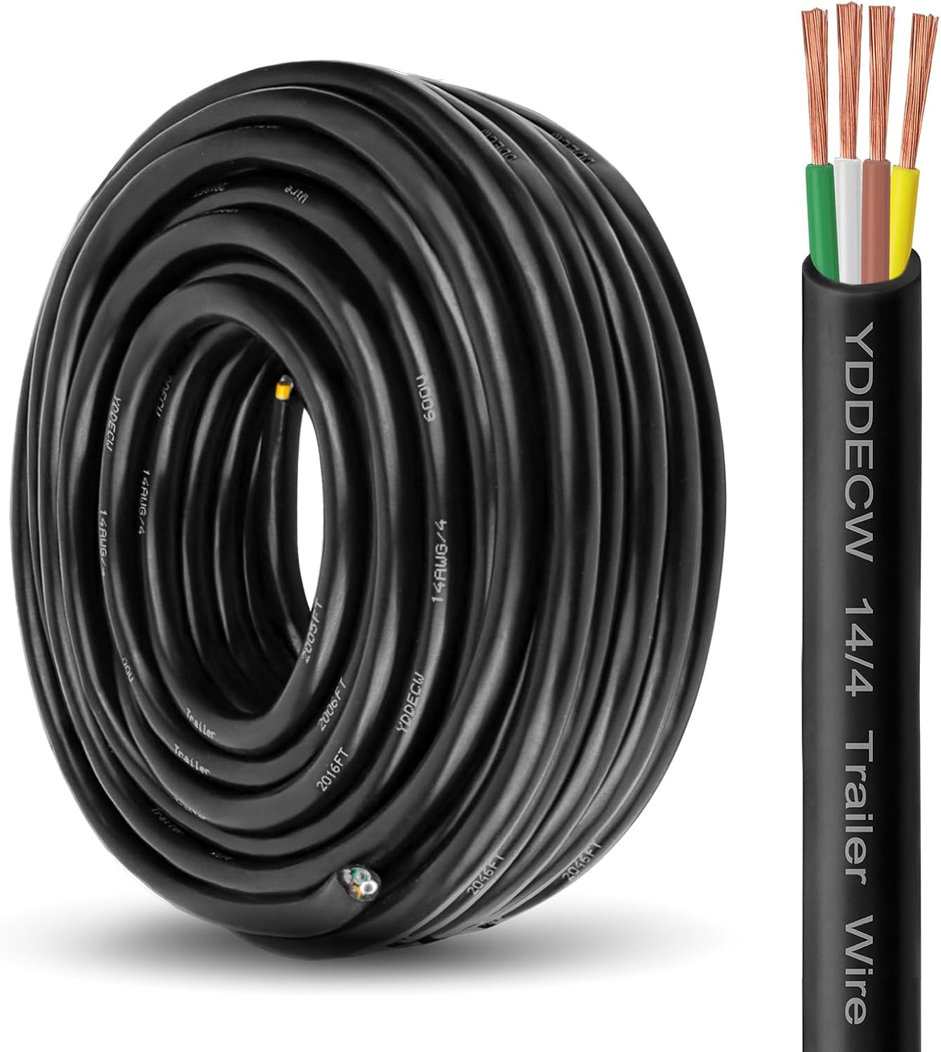 4 Way Trailer Wire 14 Gauge 75FT Heavy Duty Copper Cable