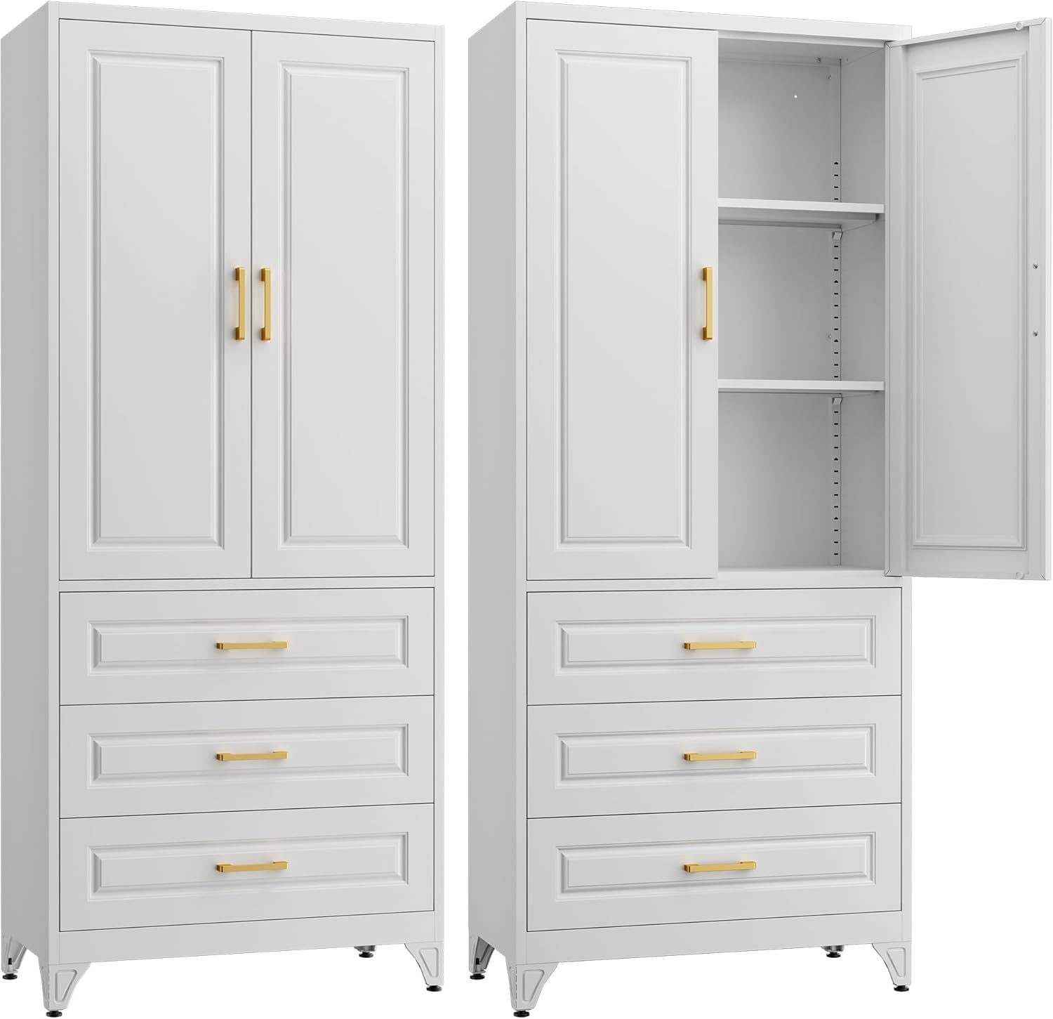 75 Inch Kitchen Pantry Cabinet with 3 Drawers and Adjustable Shelves