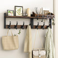 Rustic Brown 29in Coat Rack Wall Mount with Shelf - 4-in-1 Organizer