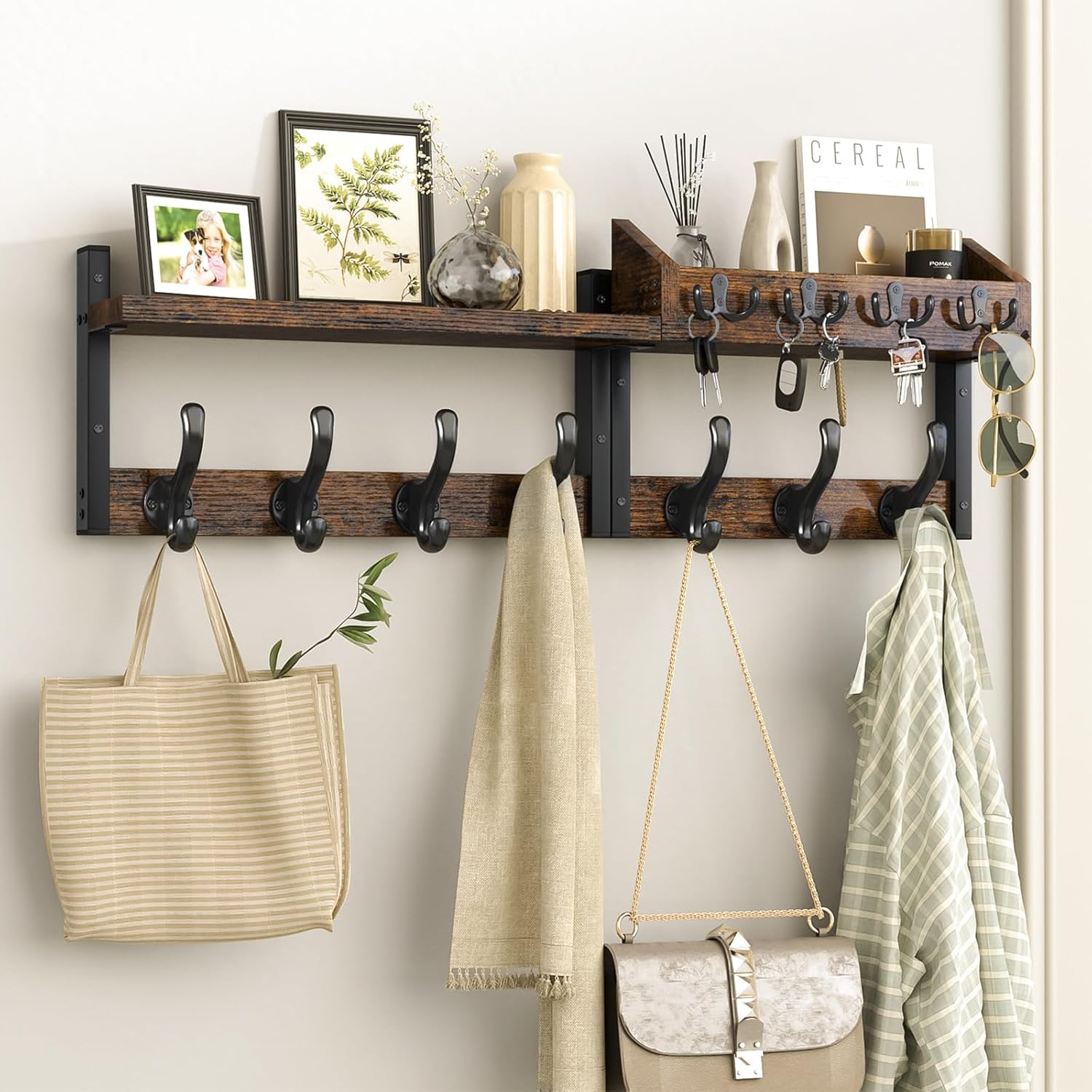 29 Inch Wall Mounted Coat Rack with Shelf for Entryway Storage