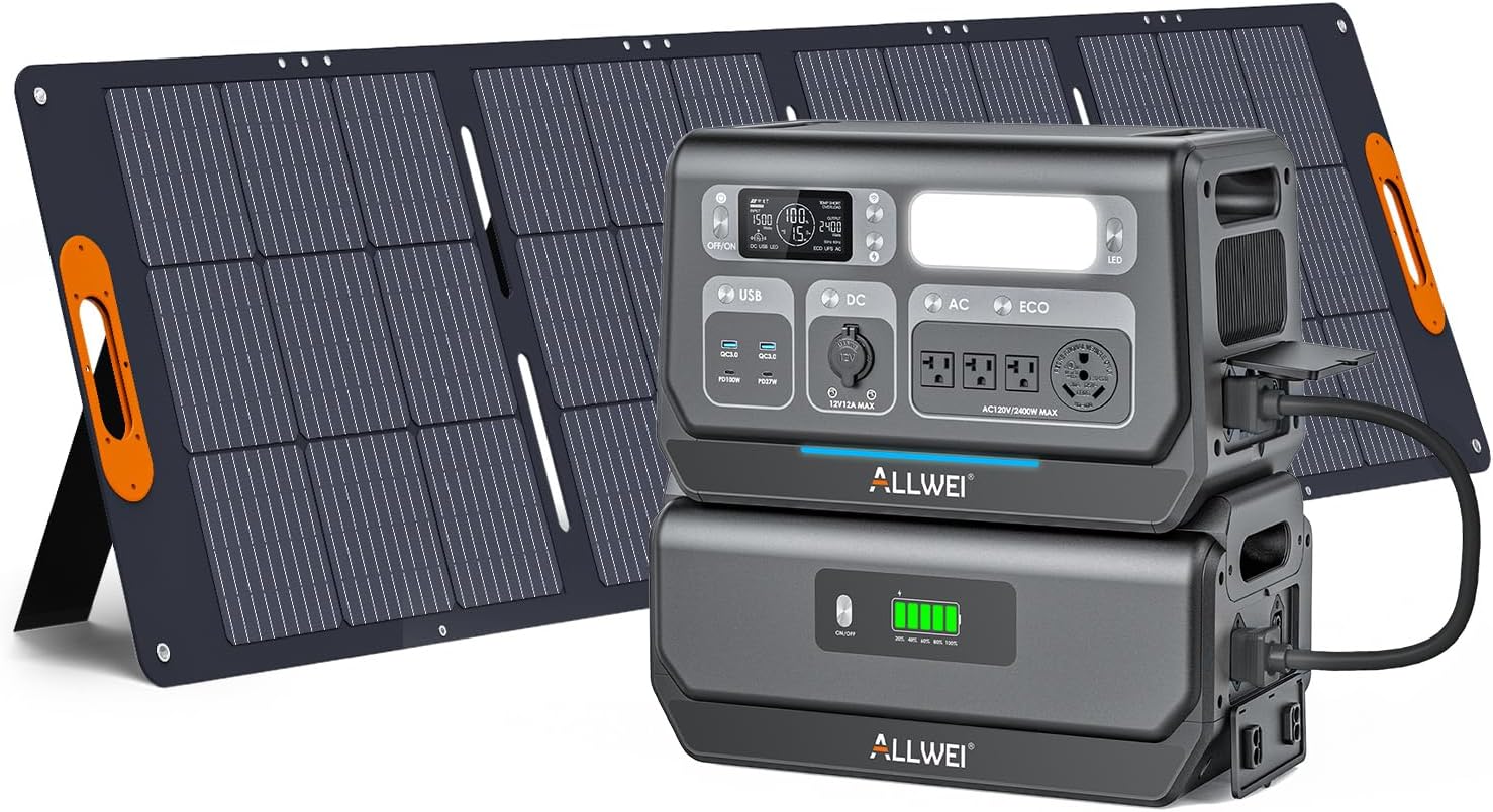 ALLWEI LiFePO4 Solar Generator 2400W for Off-Grid Power Needs