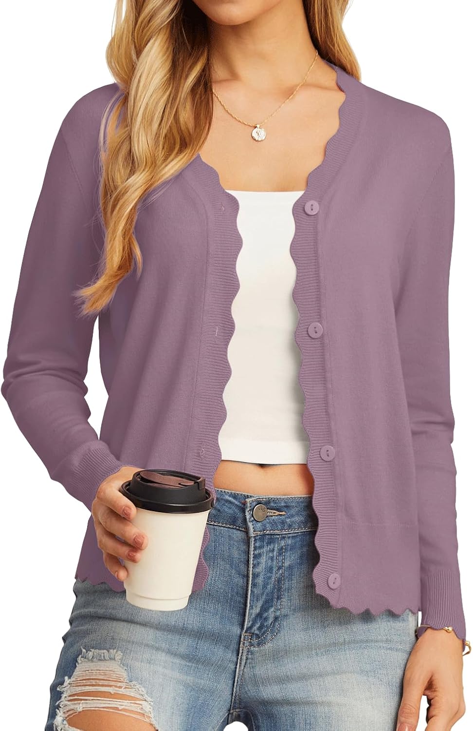 GRECERELLE Women's Long Sleeve V-Neck Cardigan for Style