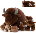 MorisMos 4Pcs Bison Stuffed Animal Set - Cozy Family Plush for Kids