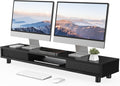 42.5in Dual Monitor Stand Riser with Sliding Door Organizer - 2-Tier