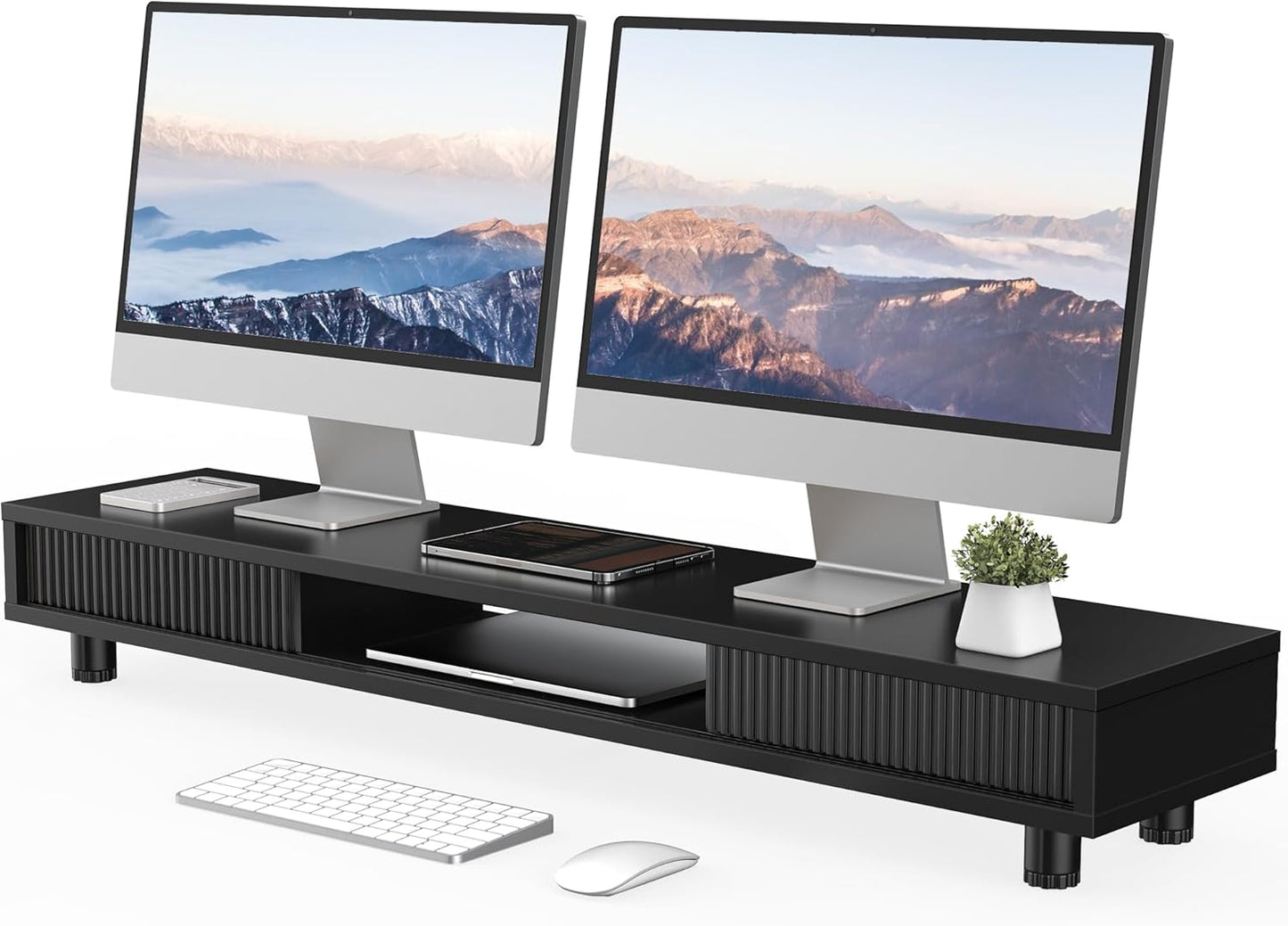 Fenge Dual Monitor Stand Riser for 2 Monitors with Storage