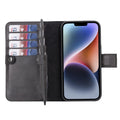 Premium iPhone 14 Bi-Fold Wallet Case - Detachable Magnetic Leather