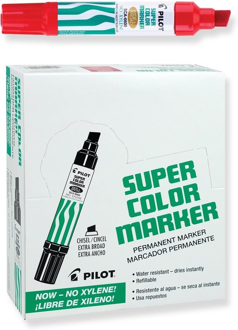 PILOT Super Color Jumbo Refillable Permanent Markers, 12-Pack