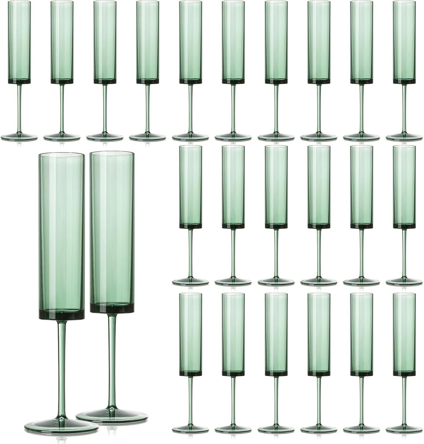 24 Pack Acrylic Dark Green Wine Glasses for Celebrations