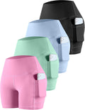 CHRLEISURE Womens Biker Yoga Shorts with Pockets - High (Style P5GR)