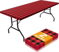 Buffalo Plaid 2-Pack Elastic Fitted Tablecloths for 8ft Tables