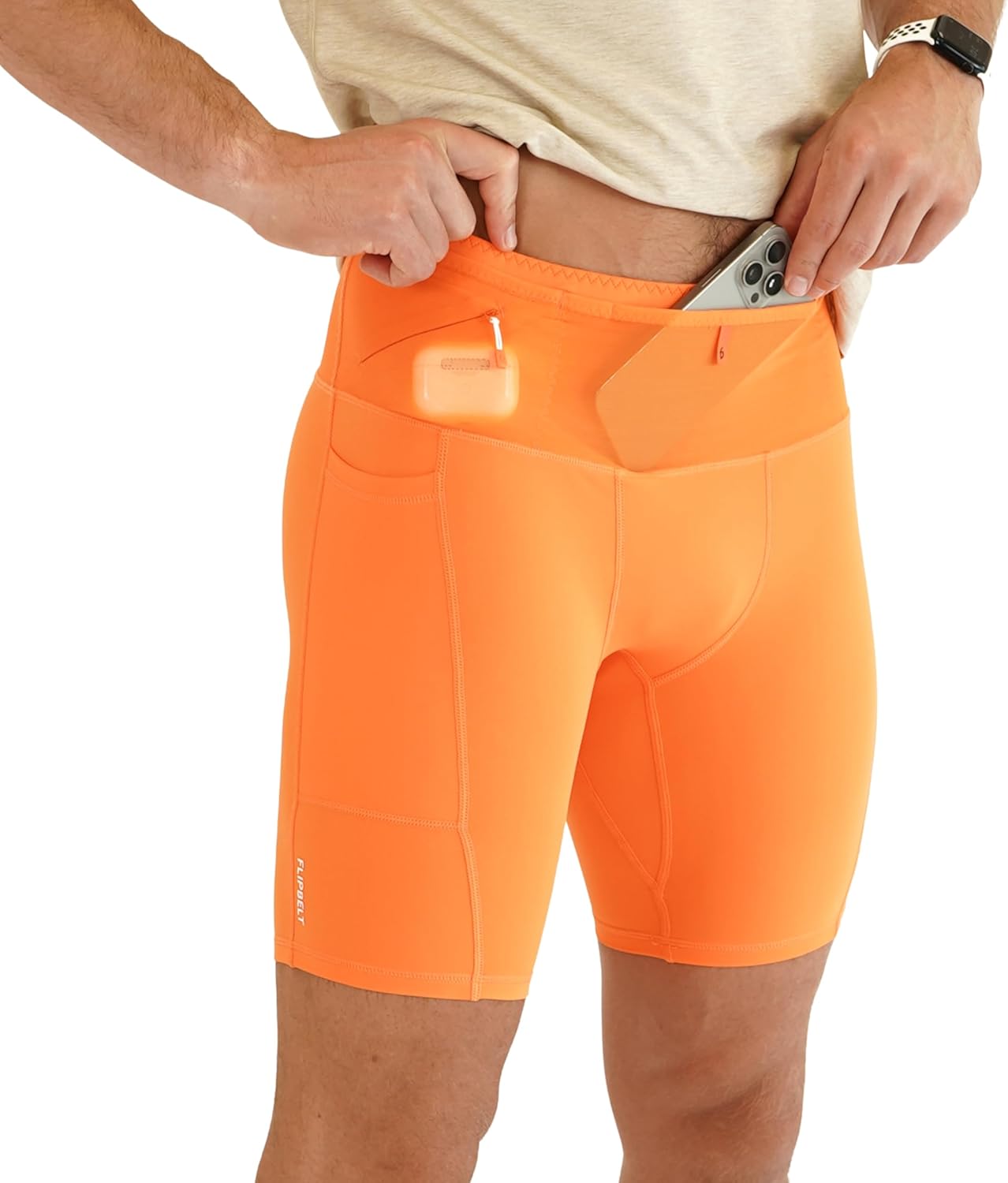 FlipBelt Men's Running Compression Shorts with Pockets for Comfort