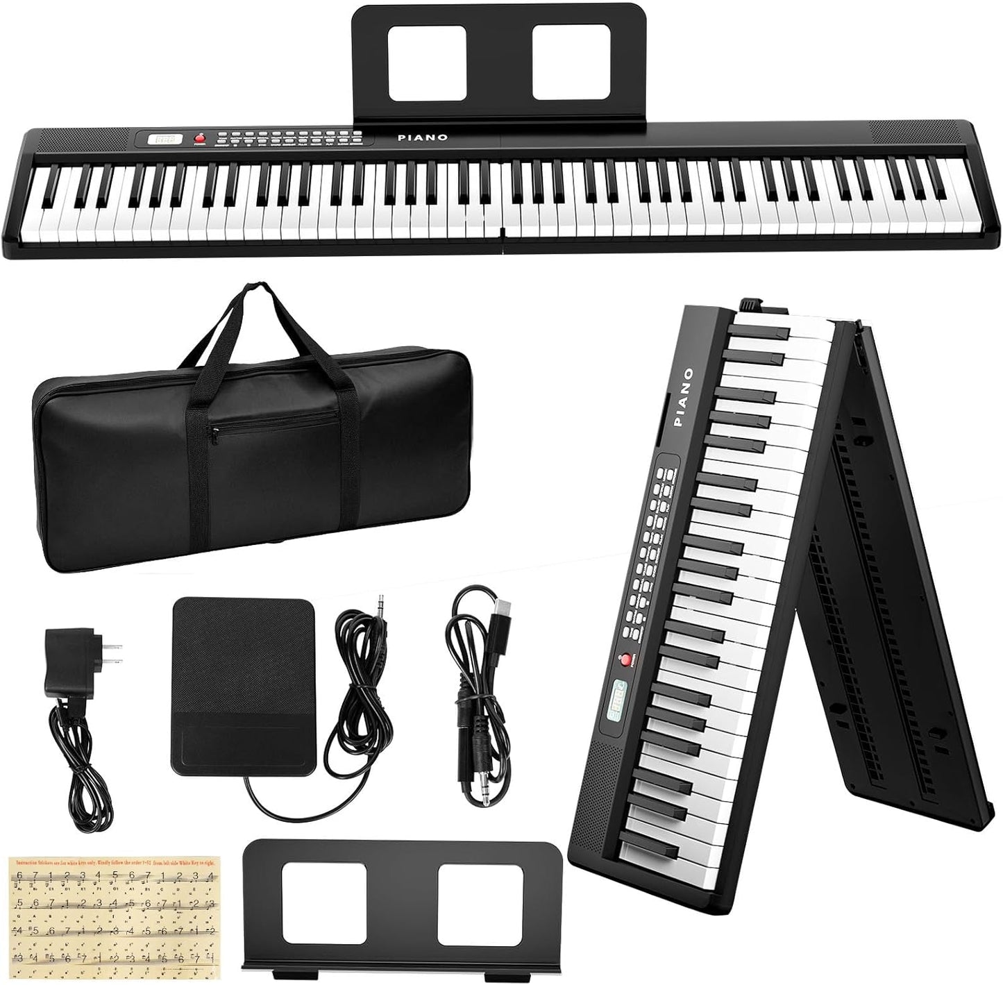 Portable 88-Key Electronic Piano Set for Beginners - Buinblu