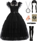 Girls Black Dress Halloween Costume Set for Kids - Complete Accessory