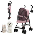 Pet Stroller for Small Dogs and Cats - Foldable 4-Wheel Carrier