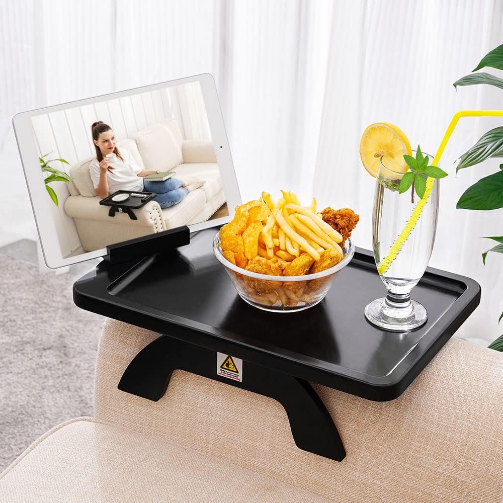SINWANT Couch Arm Table: Bamboo Clip On Side Table for Comfort
