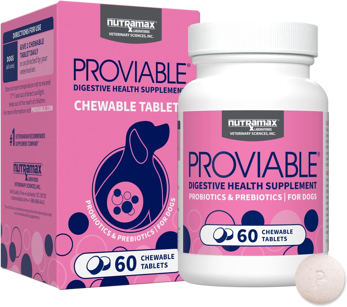 Nutramax Proviable Probiotics for Dogs - Daily Digestive Health