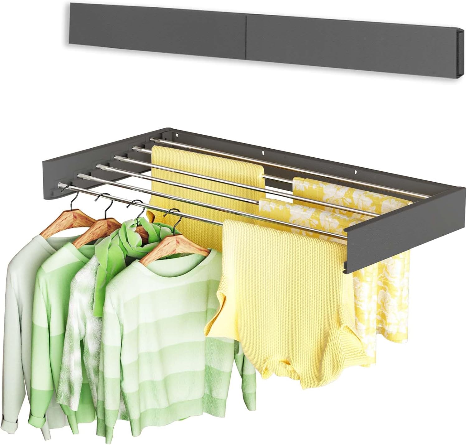 Wall Mounted Clothes Drying Rack 40in for Indoor Laundry Needs