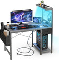 Grandder Gaming Desk 40 in Carbon Fiber Grey - LED, Power Outlet
