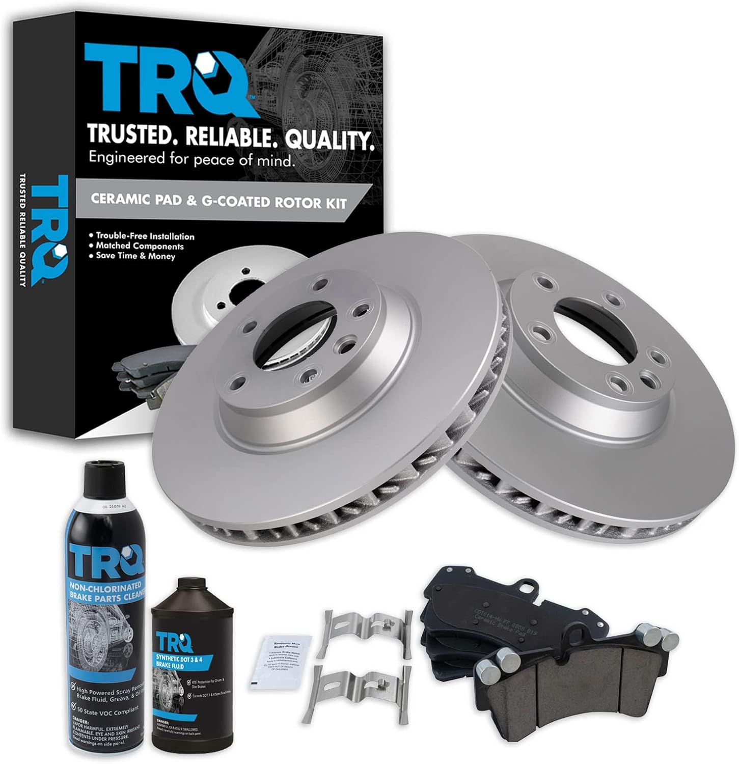 TRQ Front Brake Pad & Rotor Kit for Audi Q7, Cayenne, Touareg